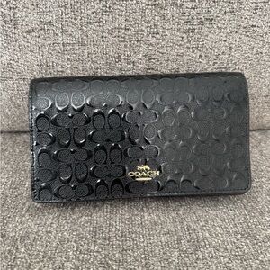 Coach Black Embossed Wallet with Straps